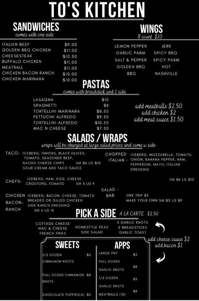 TOs Kitchen Menu image 1